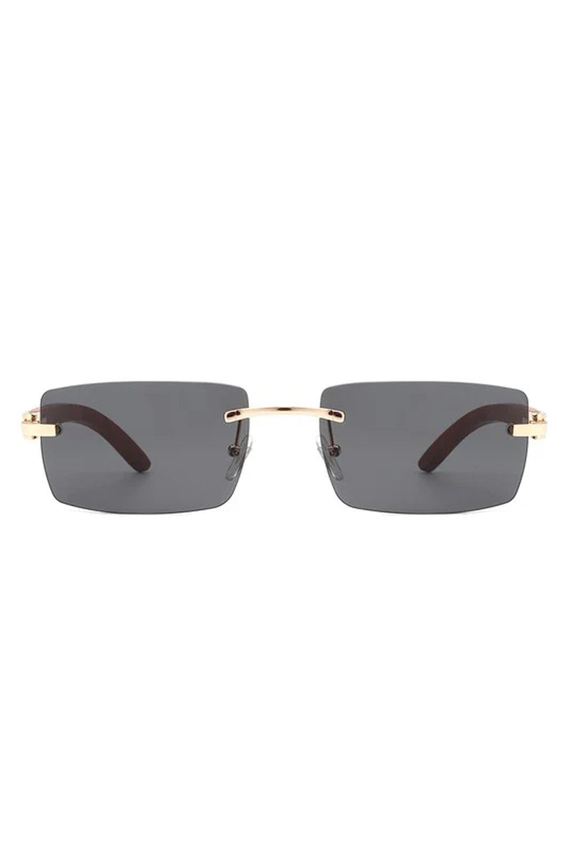 Rectangle Rimless Retro Tinted Sunglasses