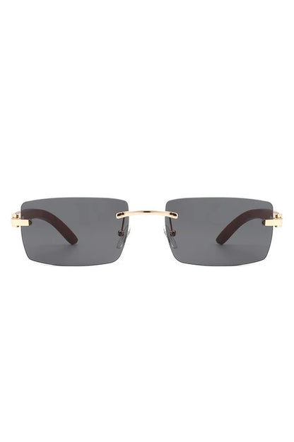 Rectangle Rimless Retro Tinted Sunglasses