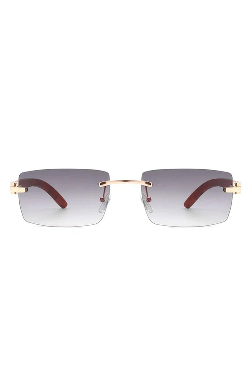 Rectangle Rimless Retro Tinted Sunglasses