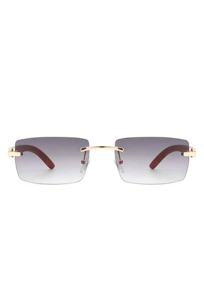 Rectangle Rimless Retro Tinted Sunglasses