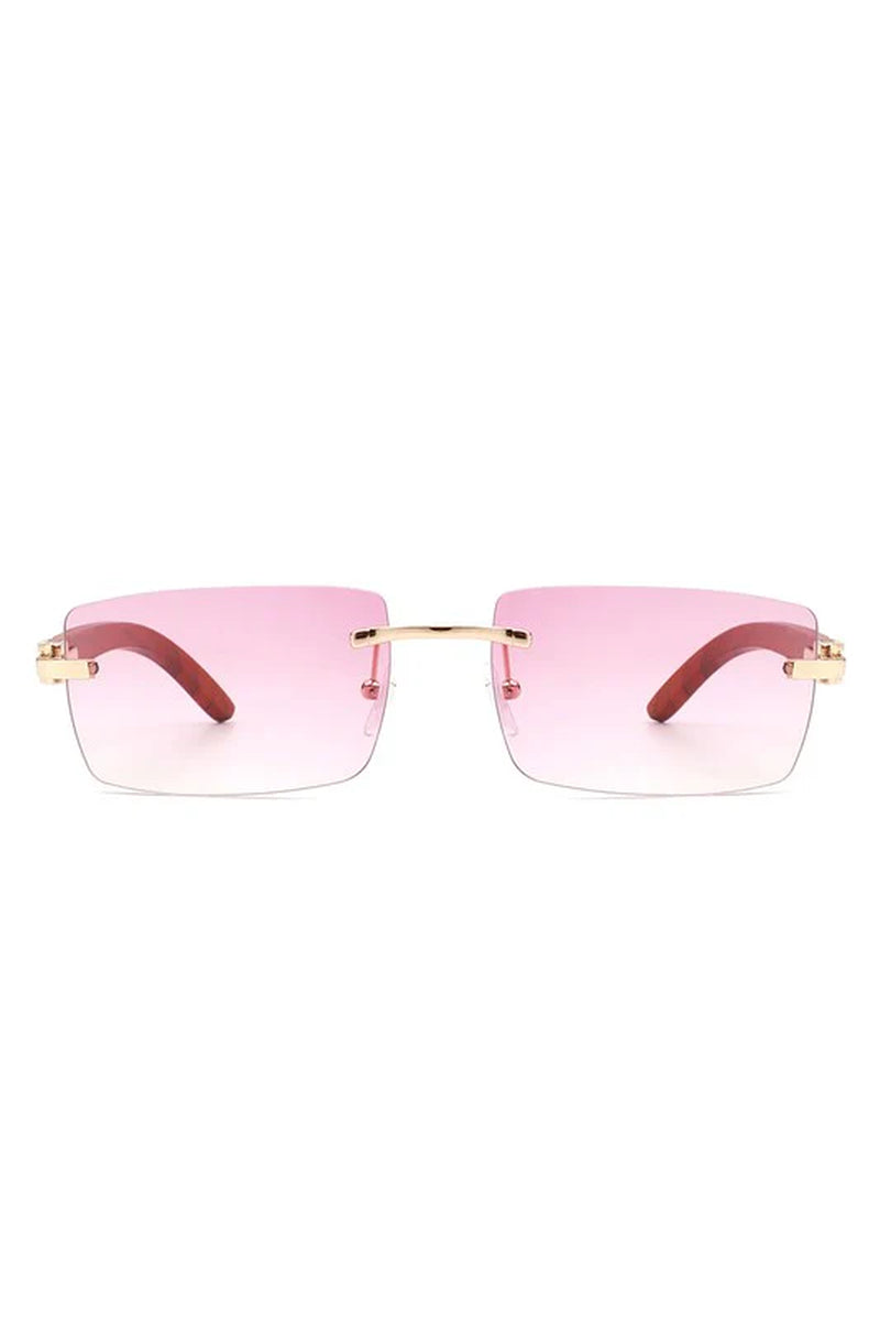 Rectangle Rimless Retro Tinted Sunglasses
