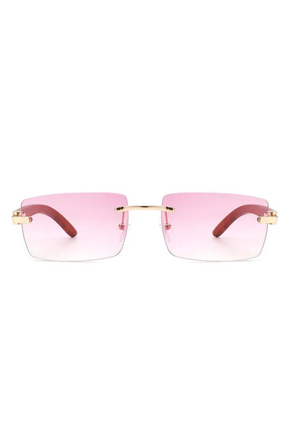 Rectangle Rimless Retro Tinted Sunglasses