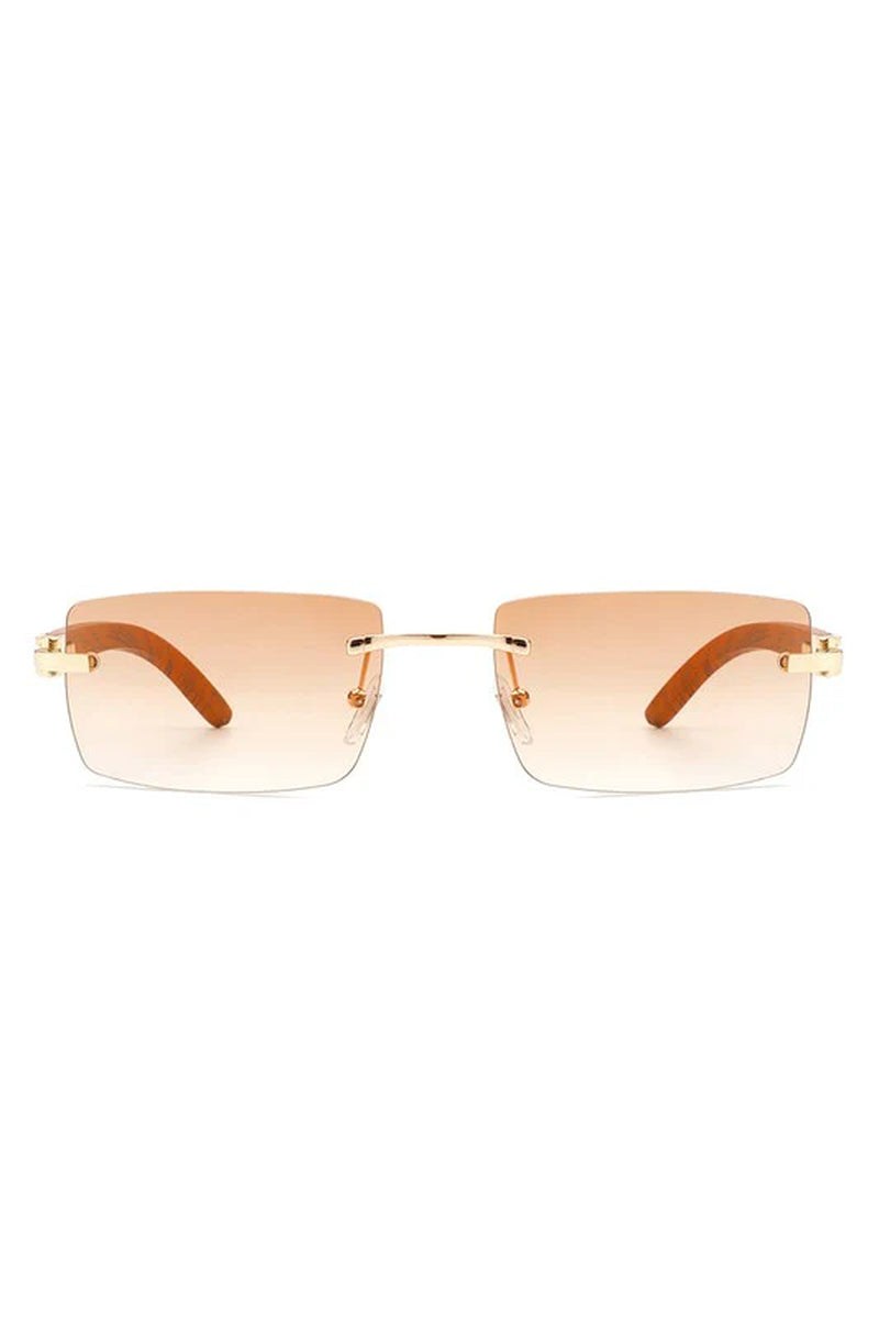 Rectangle Rimless Retro Tinted Sunglasses