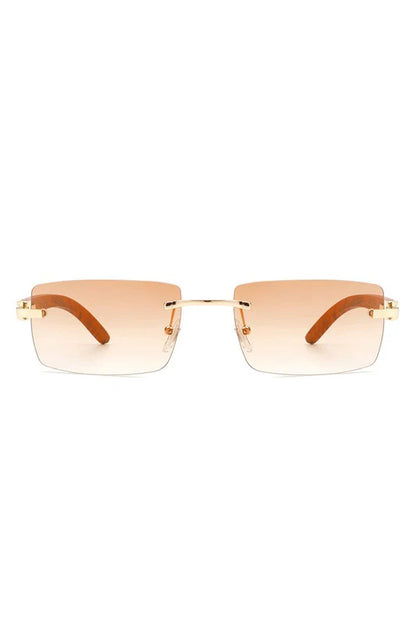 Rectangle Rimless Retro Tinted Sunglasses