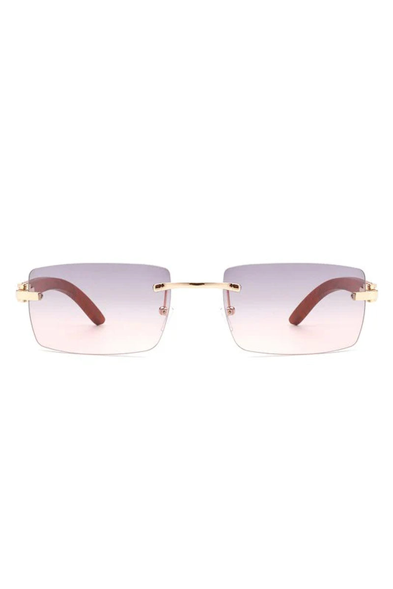 Rectangle Rimless Retro Tinted Sunglasses